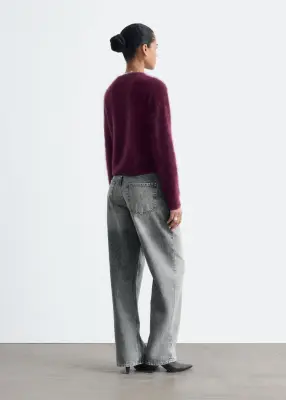 Cardigan en cachemire brossé - Rouge foncé — photo 5