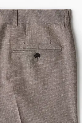 Pantalon de costume Slim Fit en laine mélangée - Beige foncé — photo 2