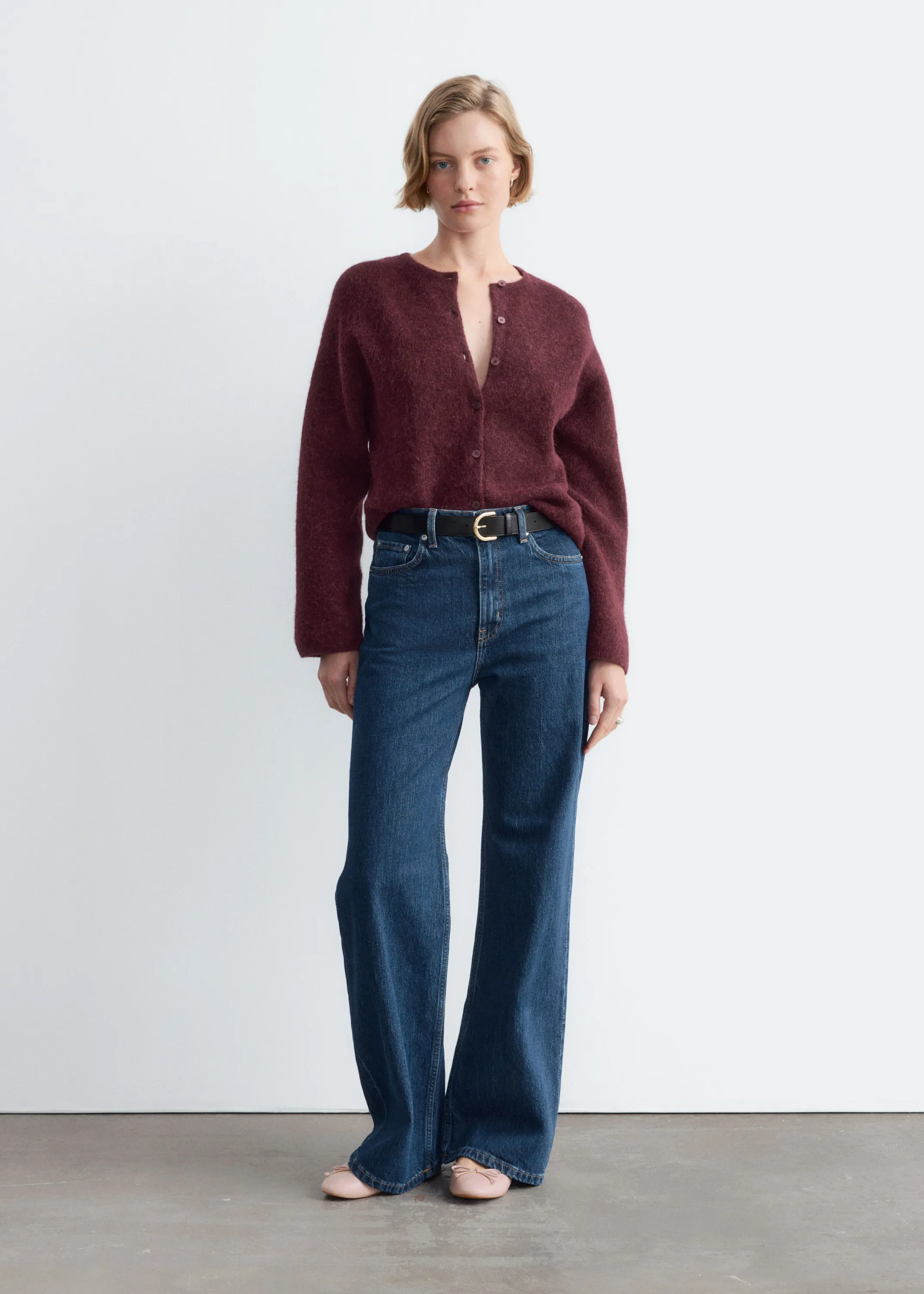 Cardigan en maille d’alpaga mélangé - Bordeaux
