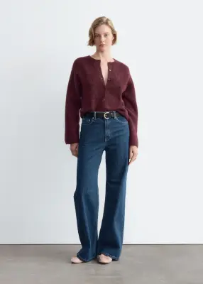 Cardigan en maille d’alpaga mélangé - Bordeaux — photo 1