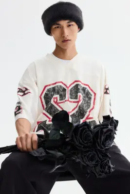 T-shirt Oversized Fit en mesh imprimé - Blanc/22 — photo 1