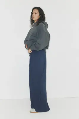 Pantalon à cordon en jersey - Bleu marine — photo 1