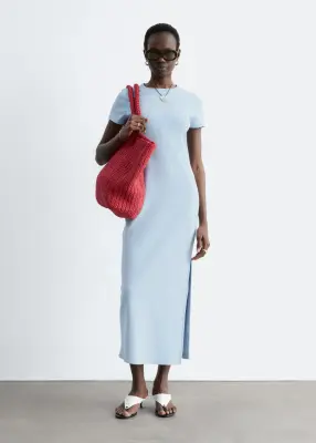 Robe midi en jersey - Bleu — photo 3
