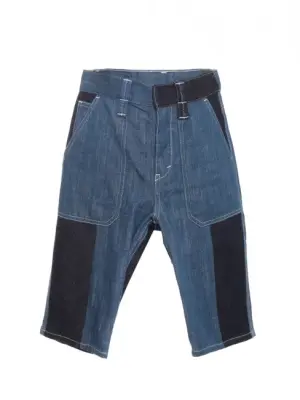 Short bermuda en jean bleu brut et empiècements bleu moyen Px boutique 650€ Taille 36 — photo 1