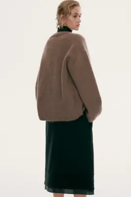 Pull oversize en mohair mélangé - Taupe foncé — photo 3