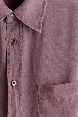 Chemise Relaxed Fit en lin mélangé - Rouge ancien — photo 5