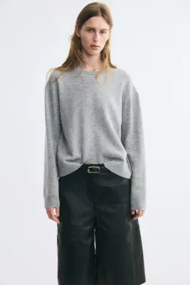 Pull oversize en laine - Gris chiné — photo 1