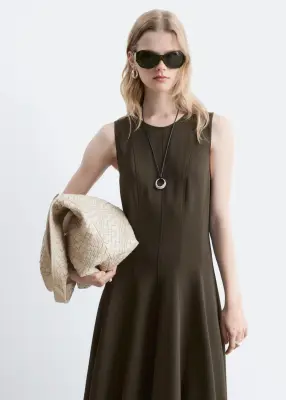 Robe midi à découpes verticales - Marron foncé — photo 2