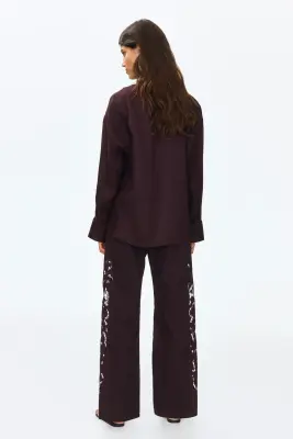 MAMA Pantalon avec broderie anglaise - Marron foncé — photo 3