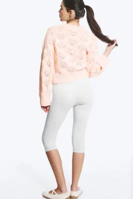 Cardigan zippé en maille - Pêche poudré clair — photo 2