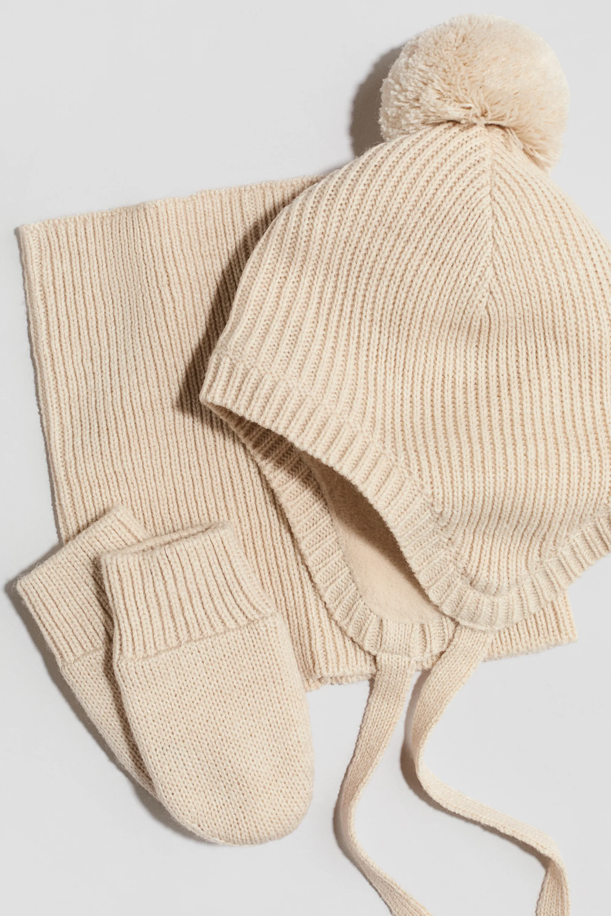Ensemble 3 pièces en maille - Beige clair