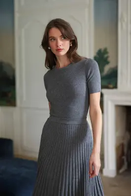 Henrietta Knit Top - Grey melange — photo 2