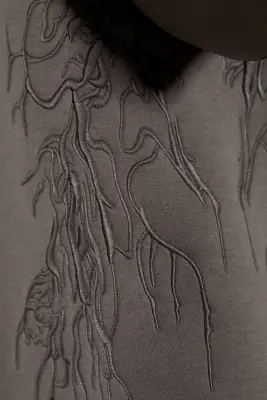 Simon Graphic Scuba Hoodie - Taupe foncé - brodé — photo 5