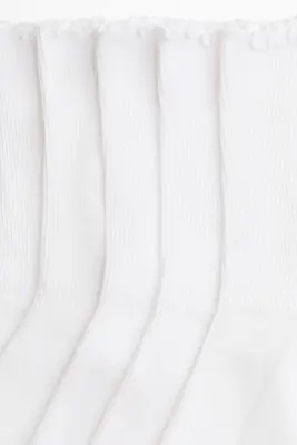 Lot de 5 paires de chaussettes en maille côtelée - Blanc — photo 2