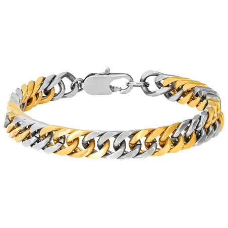 ROCHET - Bracelet CROONER Acier Bicolore PVD Jaune 8mm x 21cm HB8467A