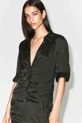 CHEMISE TEXTURÉE - BRUN — photo 3