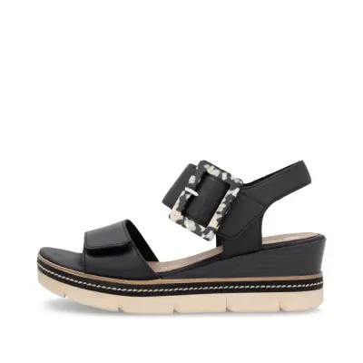Sandales Remonte D2L53-00 Noires - Lacets Velcro Grande Pointure Femme — photo 2