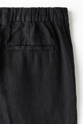 Pantalon large Loose Fit en lin - Noir — photo 4