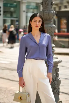 Rhea Silk Blouse - Grey blue — photo 2