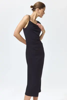 Robe asymétrique en jersey - Noir — photo 2