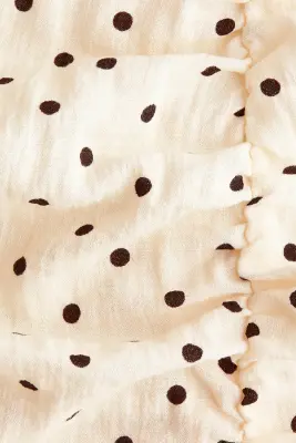 Robe à mancherons avec base en pointes - Crème/pois — photo 4
