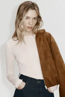 Top en laine - Rose poudré clair — photo 1