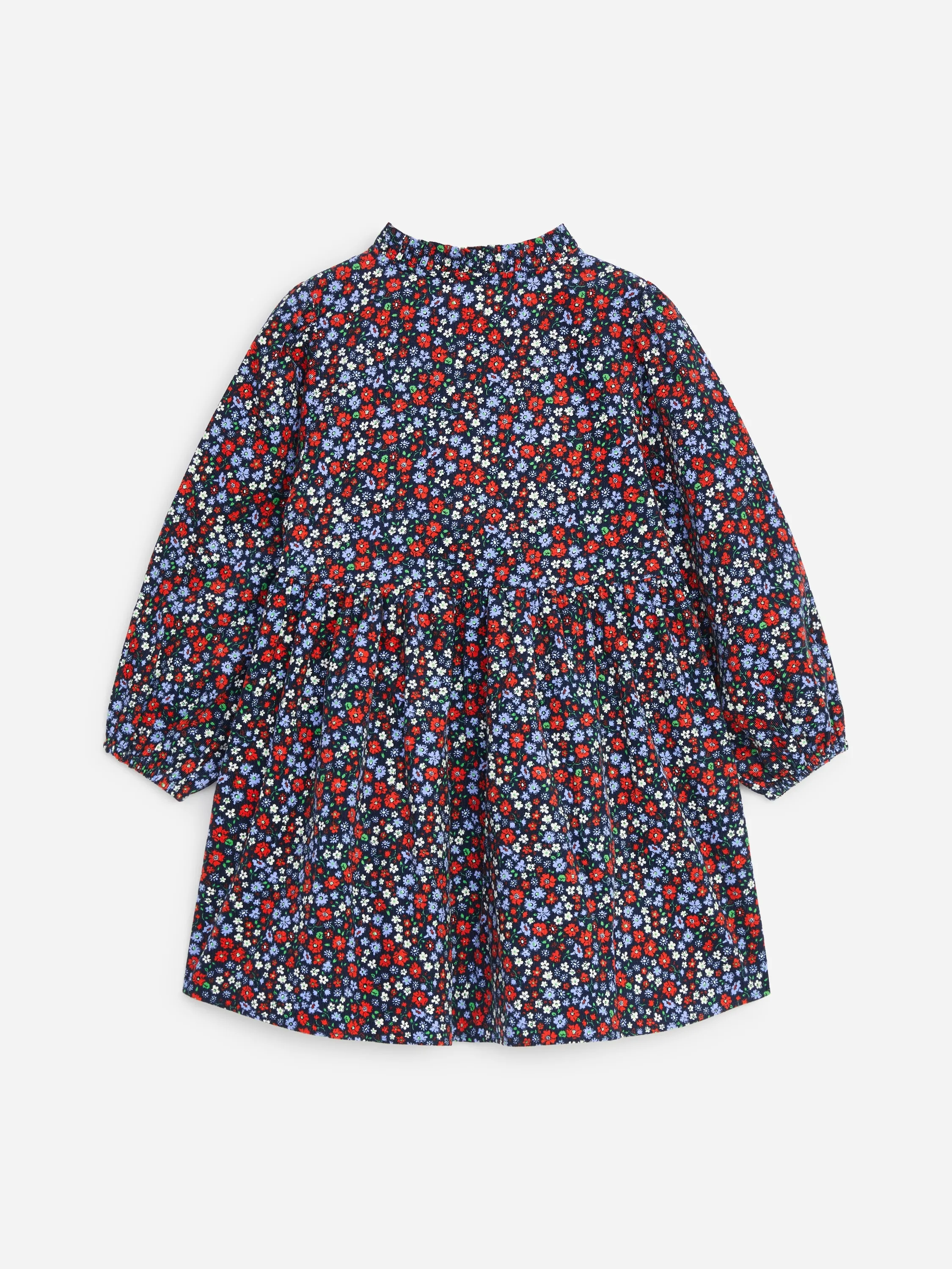 Robe imprimée en velours côtelé - Bleu foncé/Fleurs
