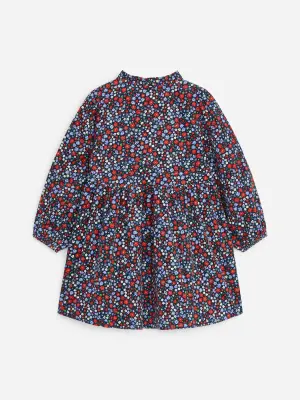 Robe imprimée en velours côtelé - Bleu foncé/Fleurs — photo 1