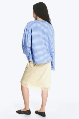 T-shirt en coton à manches longues - Rayures bleues et blanches — photo 2