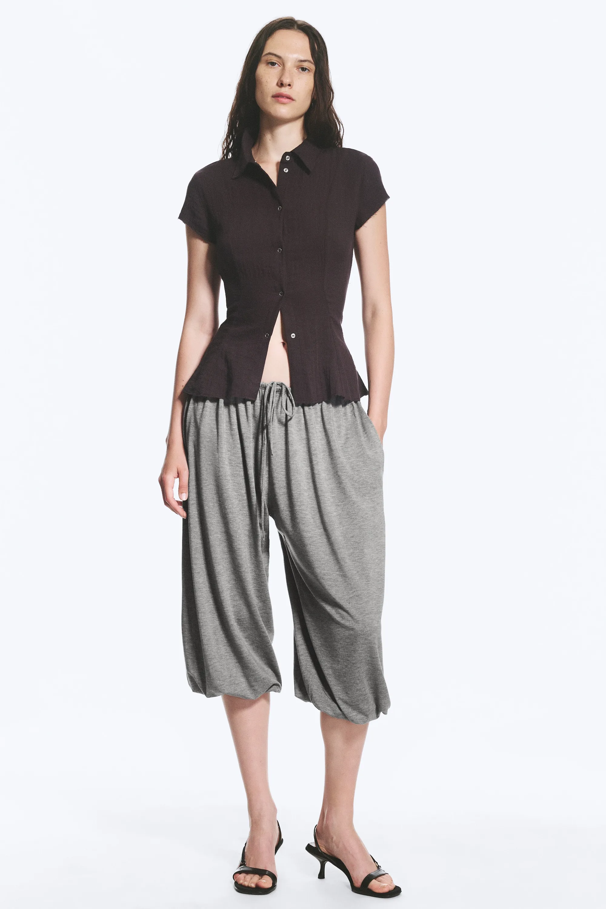 Chemise Slim Fit en crêpe - Marron foncé
