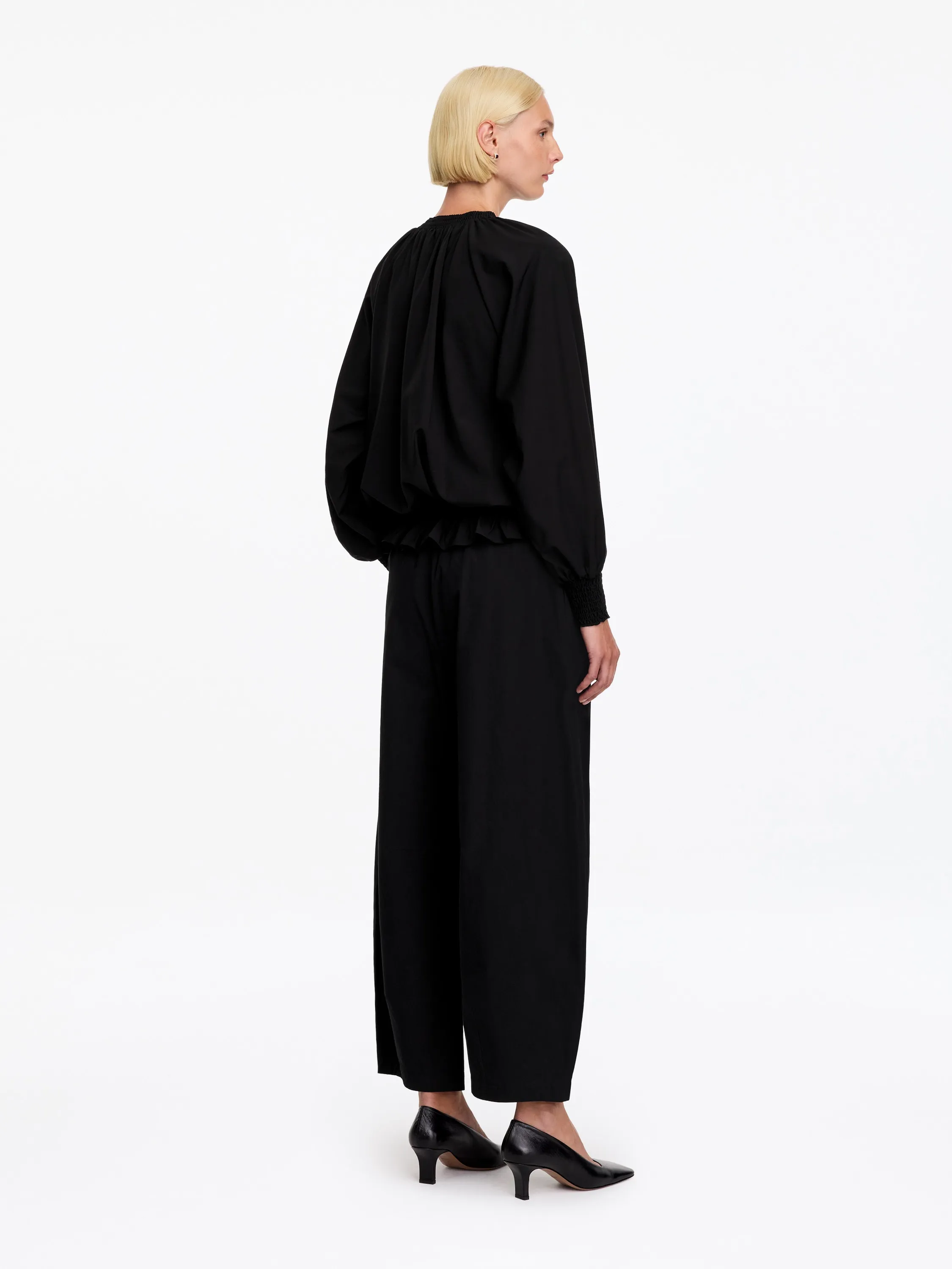 Blouse smockée - Noir