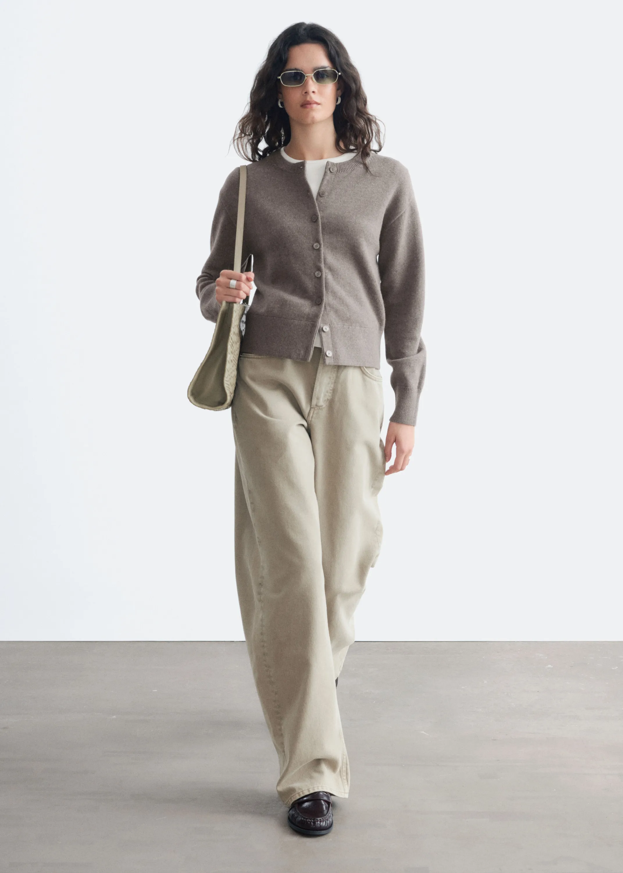 Cardigan en maille fine - Taupe