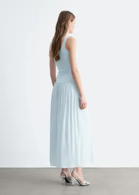 Robe longue froncée en jersey - Bleu clair — photo 4