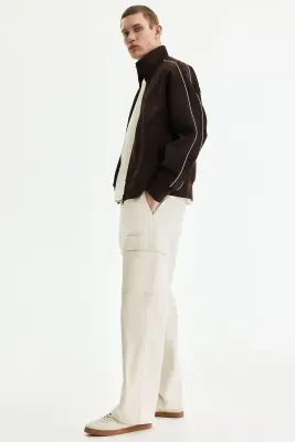 Pantalon cargo Relaxed Fit en coton - Crème — photo 4