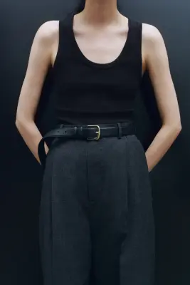 Débardeur côtelé - Noir — photo 1