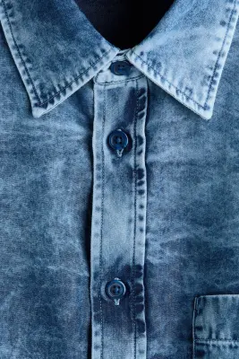 Chemise Relaxed Fit en denim délavé - Bleu denim délavé — photo 5
