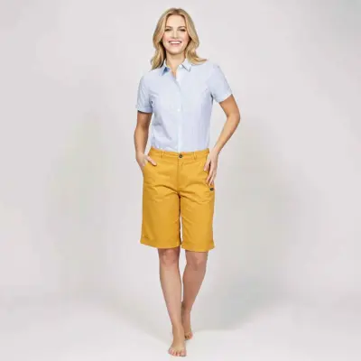 Barbara, Bermuda avec revers en toile stretch - Toile Pamplemousse — photo 2