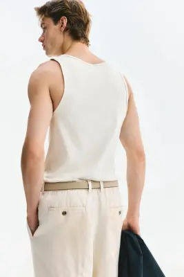 Débardeur côtelé Slim Fit - Blanc — photo 3