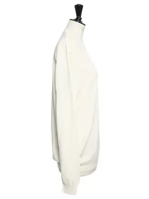 Pull col rond en maille fine de laine blanc ivoire NEUF Taille L — photo 5