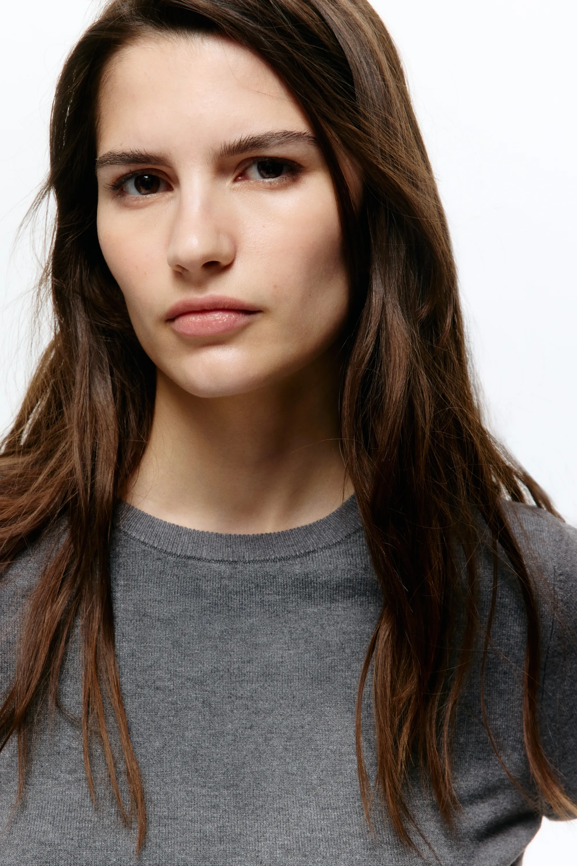 Top en maille fine - Gris chiné
