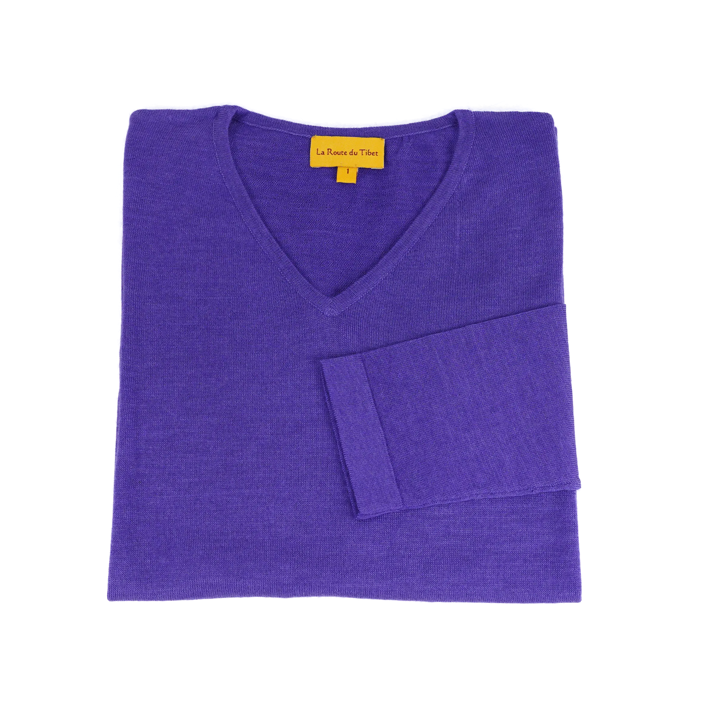 Pull léger en pashmina et soie - violet vif