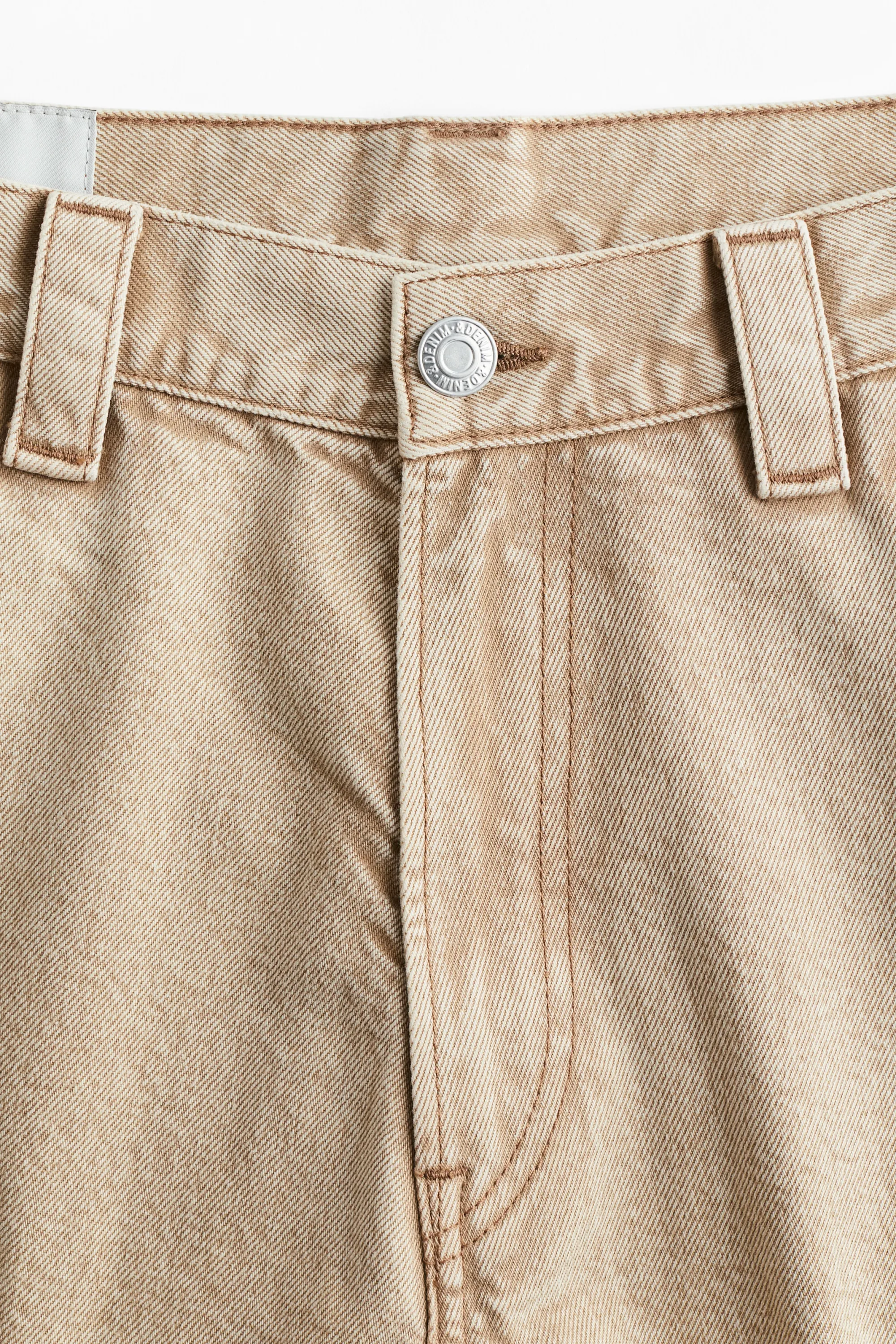 Bootcut Loose Cargo Jeans - Beige
