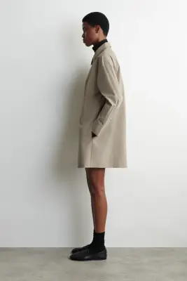 ROBE-CHEMISE CINTRÉE EN COTON - GRIS — photo 3