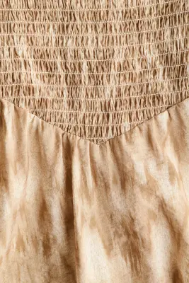 Robe smockée à bretelles fines - Beige/motif — photo 4