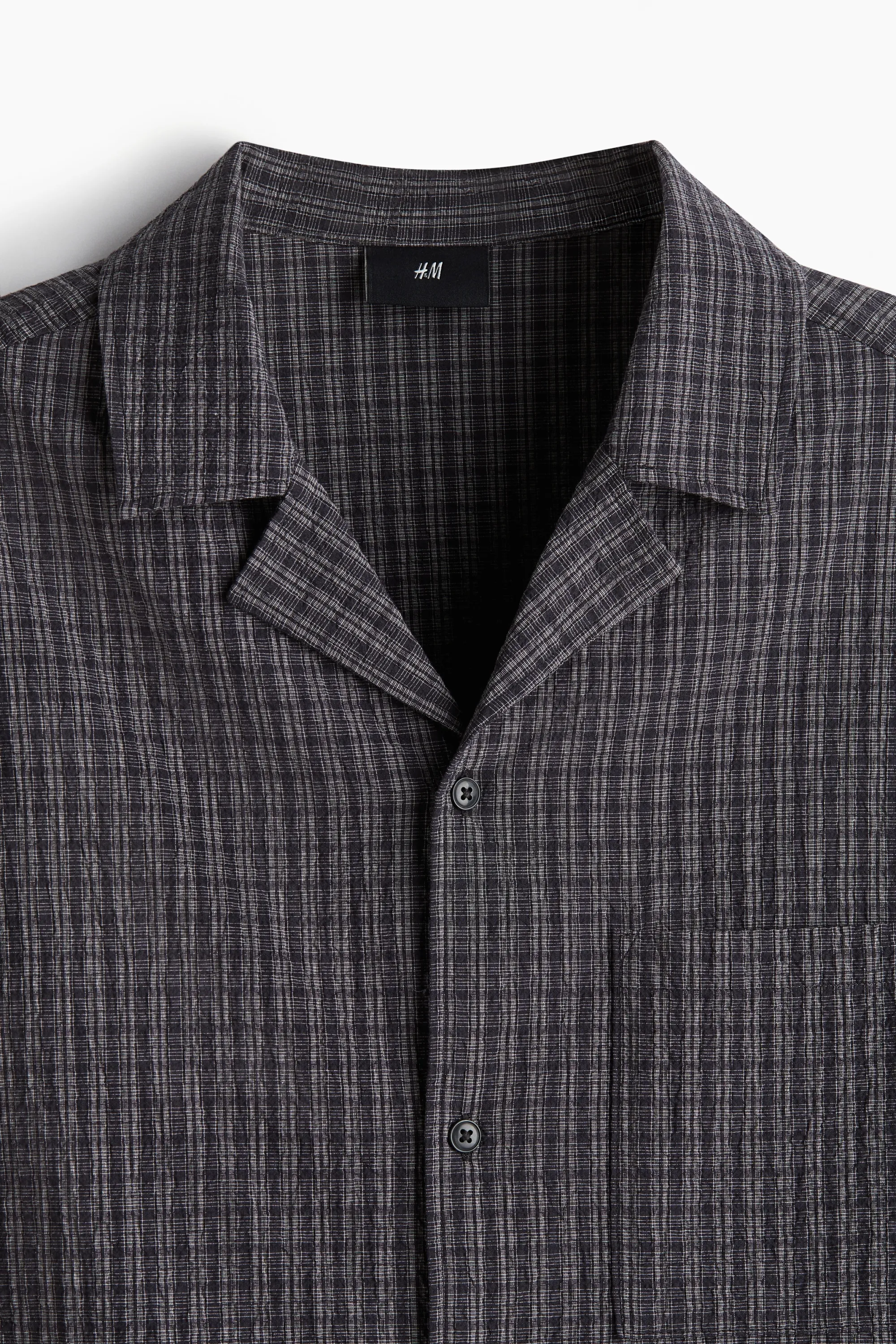 Loose Fit Seersucker resort shirt - Gris foncé
