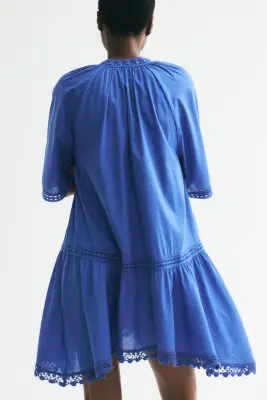 Robe en coton avec dentelle - Bleu — photo 2