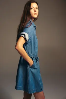 Robe chemise en denim - Bleu denim — photo 2