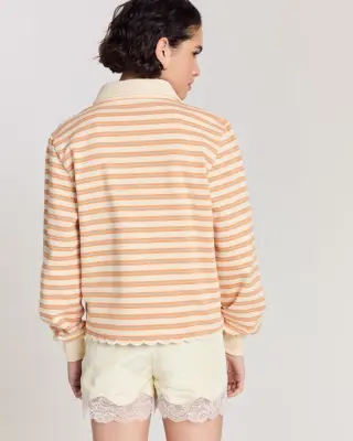 Sweat-shirt Mirabelle rayures orange, bleu et écru — photo 5