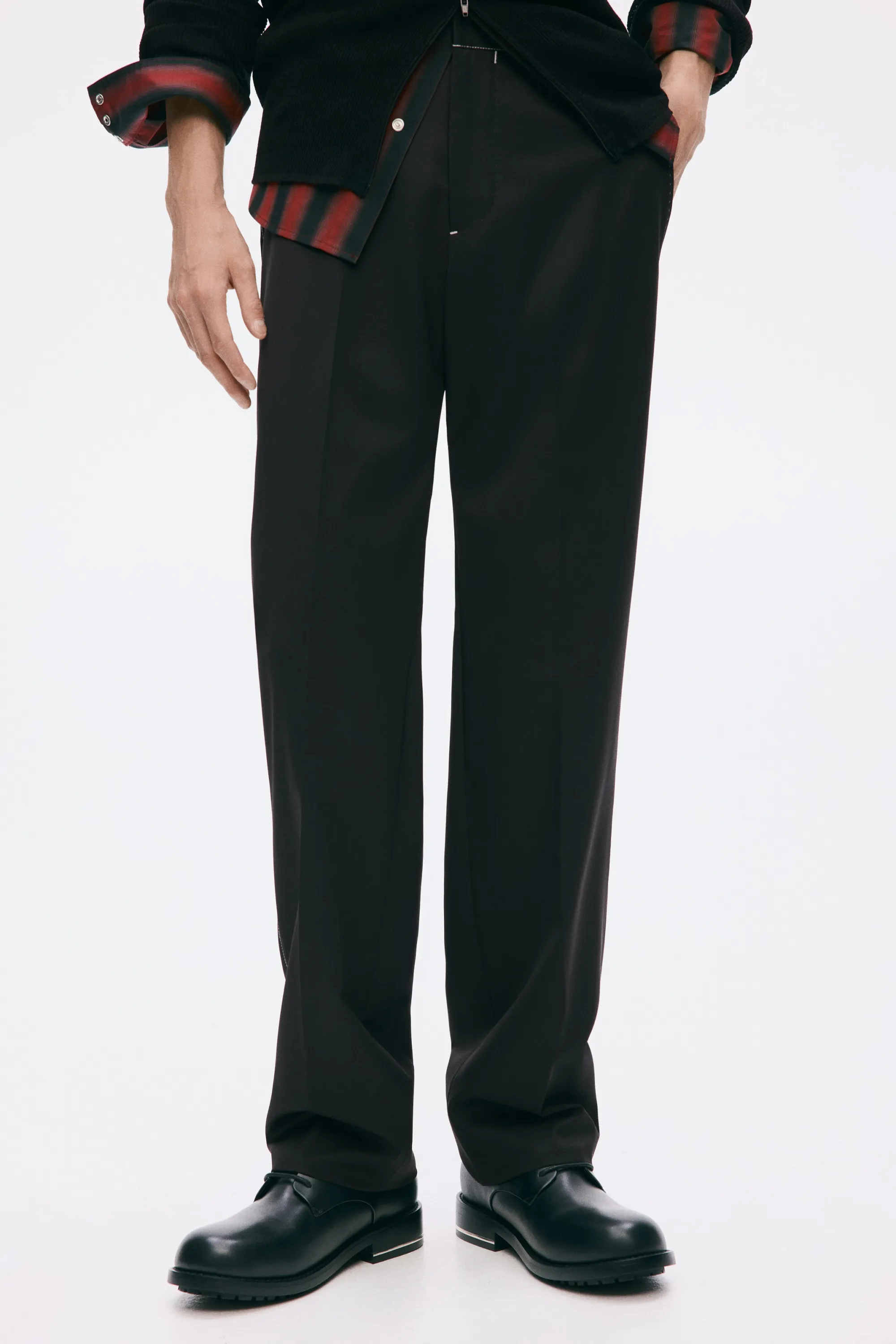 Pantalon chic Regular Fit en laine mélangée - Noir