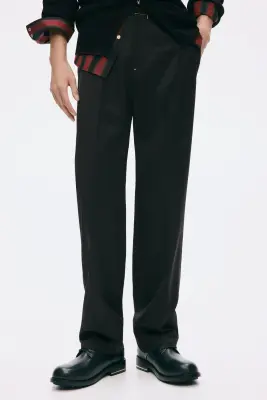 Pantalon chic Regular Fit en laine mélangée - Noir — photo 1
